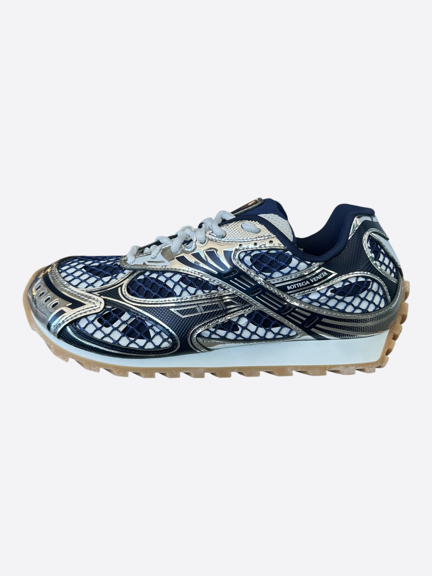 Bottega Veneta Dark Blue & Silver Orbit Sneakers