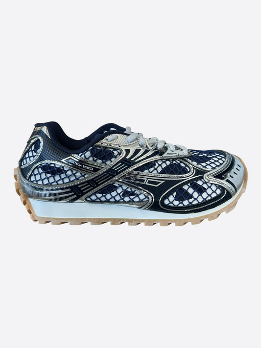 Bottega Veneta Dark Blue & Silver Orbit Women's Sneakers
