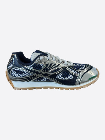 Bottega Veneta Dark Blue & Silver Orbit Sneakers