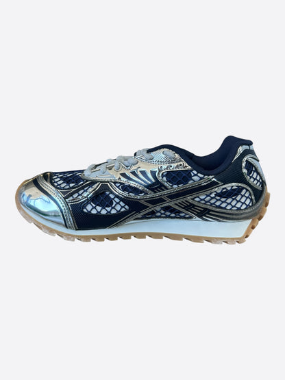 Bottega Veneta Dark Blue & Silver Orbit Sneakers