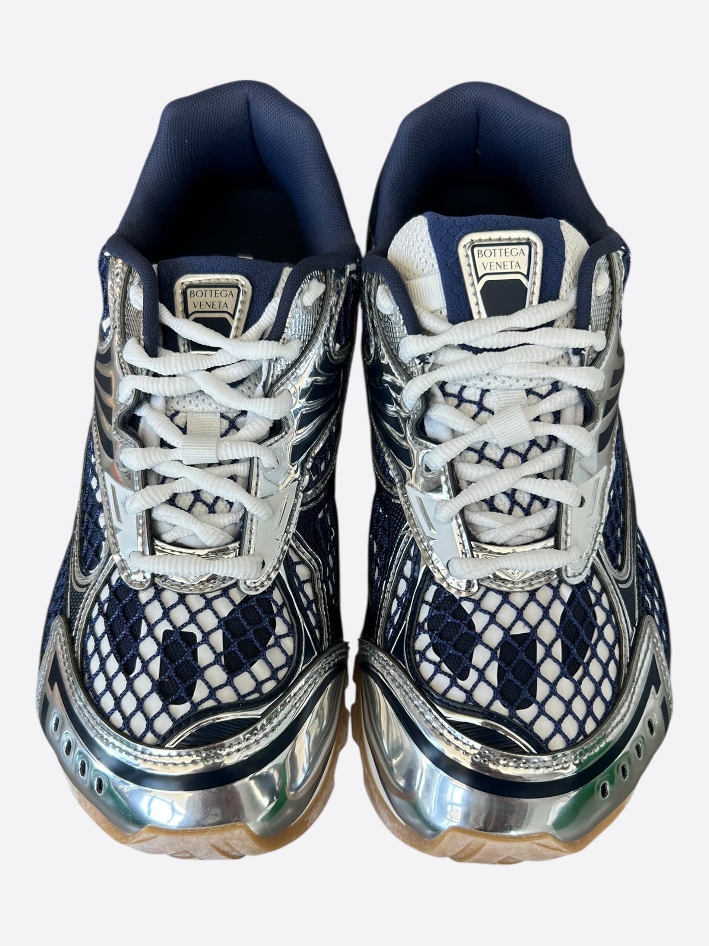 Bottega Veneta Dark Blue & Silver Orbit Sneakers