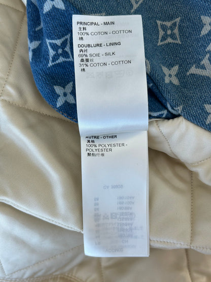 Louis Vuitton Blue Monogram Distressed Floral Workwear Jacket