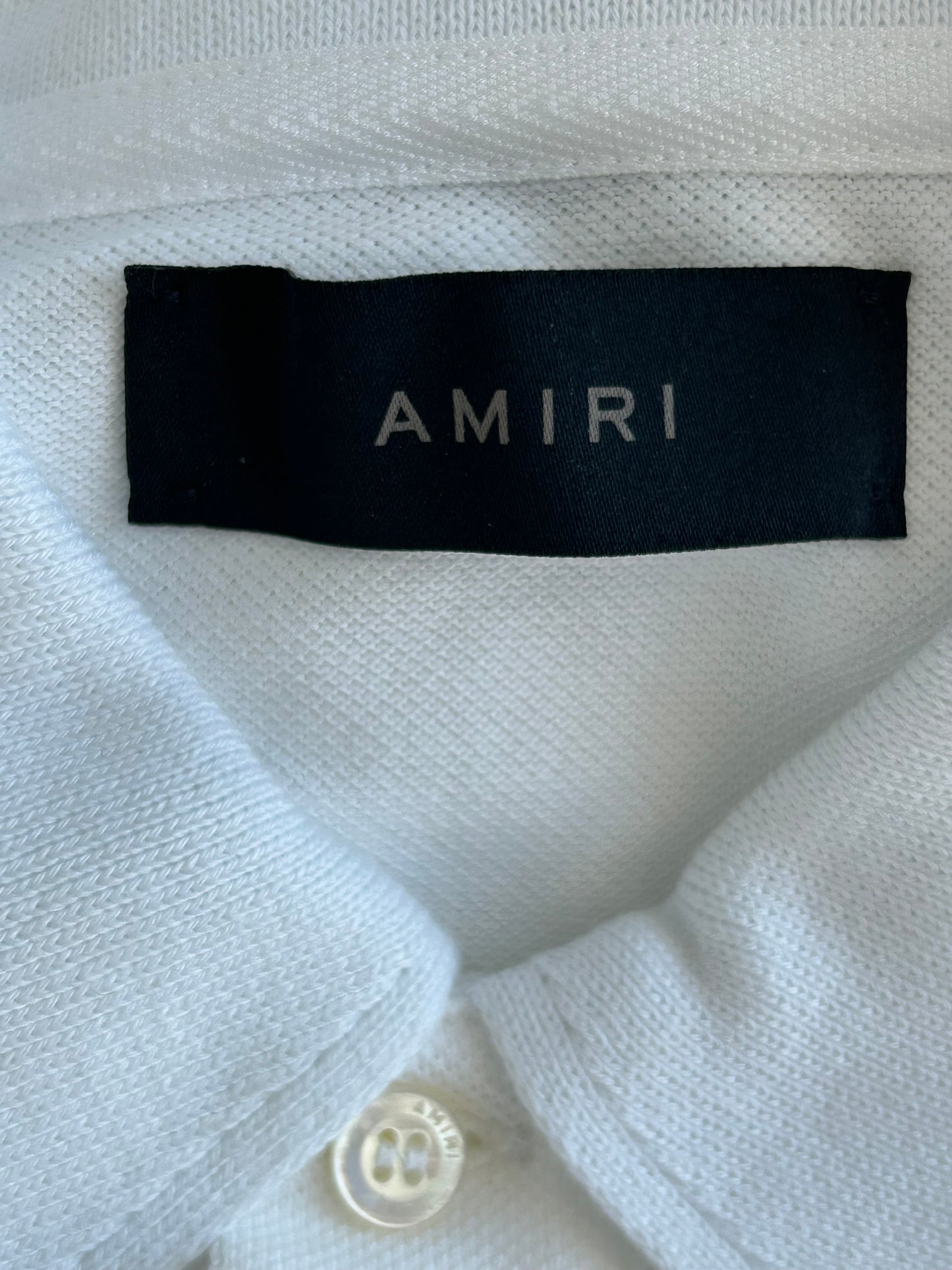 Amiri White & Black MA Logo Embroidered Polo T-Shirt
