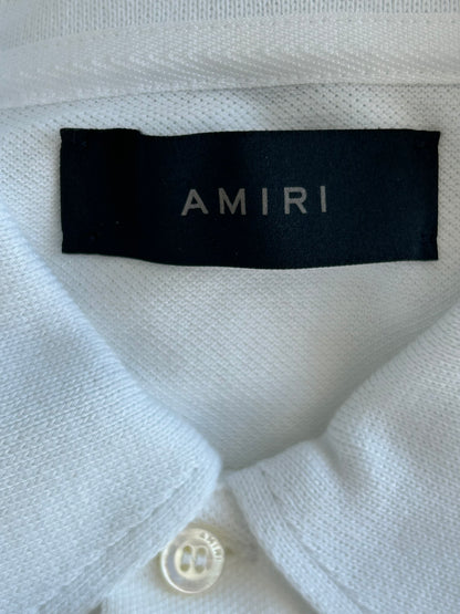 Amiri White & Black MA Logo Embroidered Polo T-Shirt