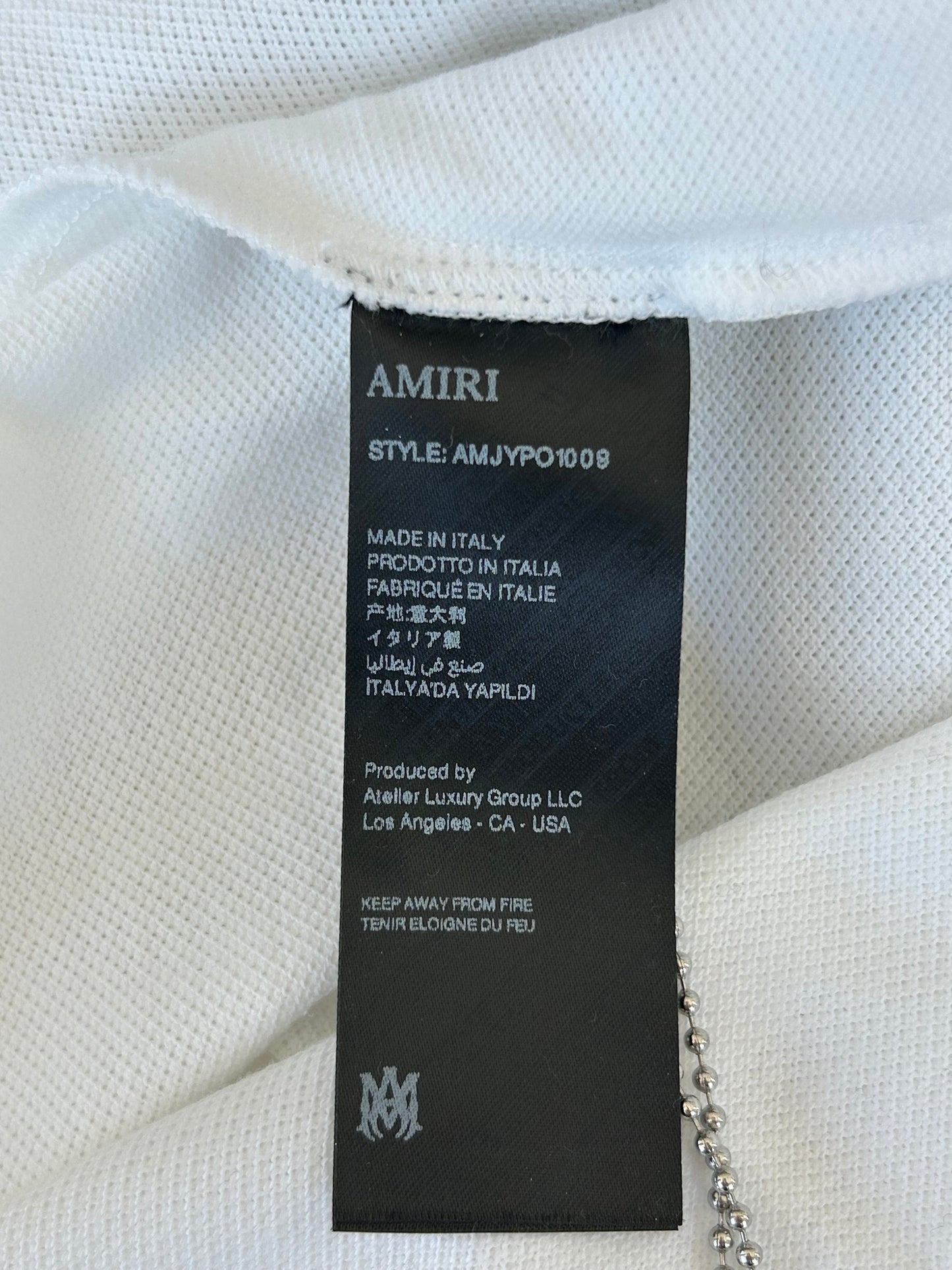 Amiri White & Black MA Logo Embroidered Polo T-Shirt