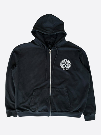Chrome Hearts Black & White Miami Horseshoe Logo Zip Up Hoodie