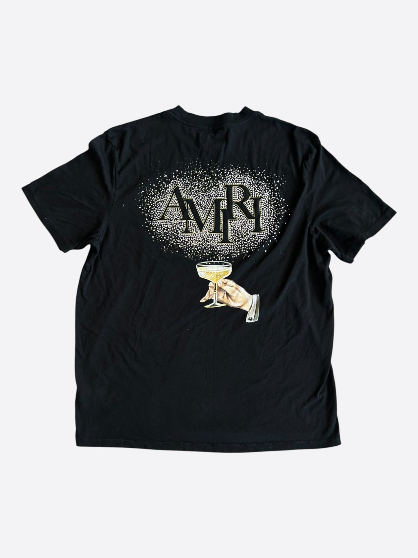 Amiri Black & Yellow Crystal Champagne Graphic T-Shirt