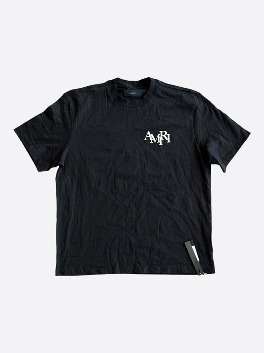 Amiri Black & White Staggered Logo T-shirt