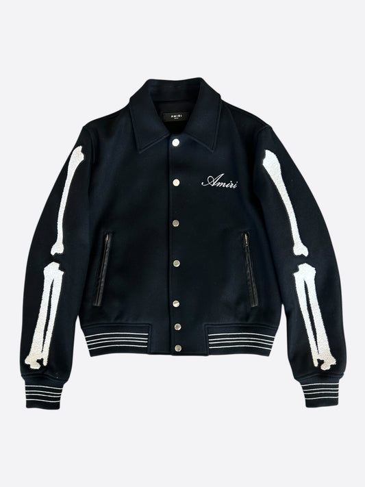 Amiri Black & White Bones Varsity Jacket