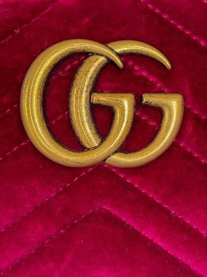 Gucci Fuchsia Velvet Marmont Shoulder Bag