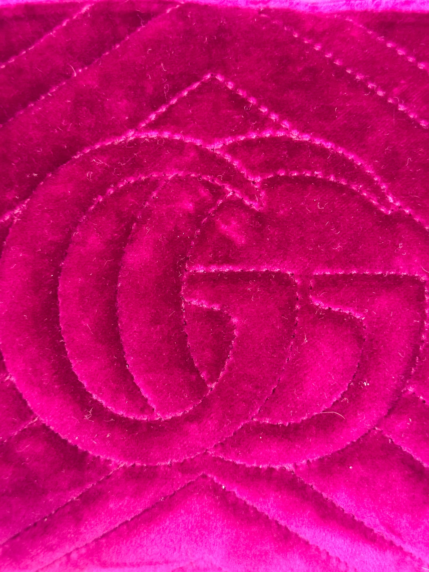 Gucci Fuchsia Velvet Marmont Shoulder Bag