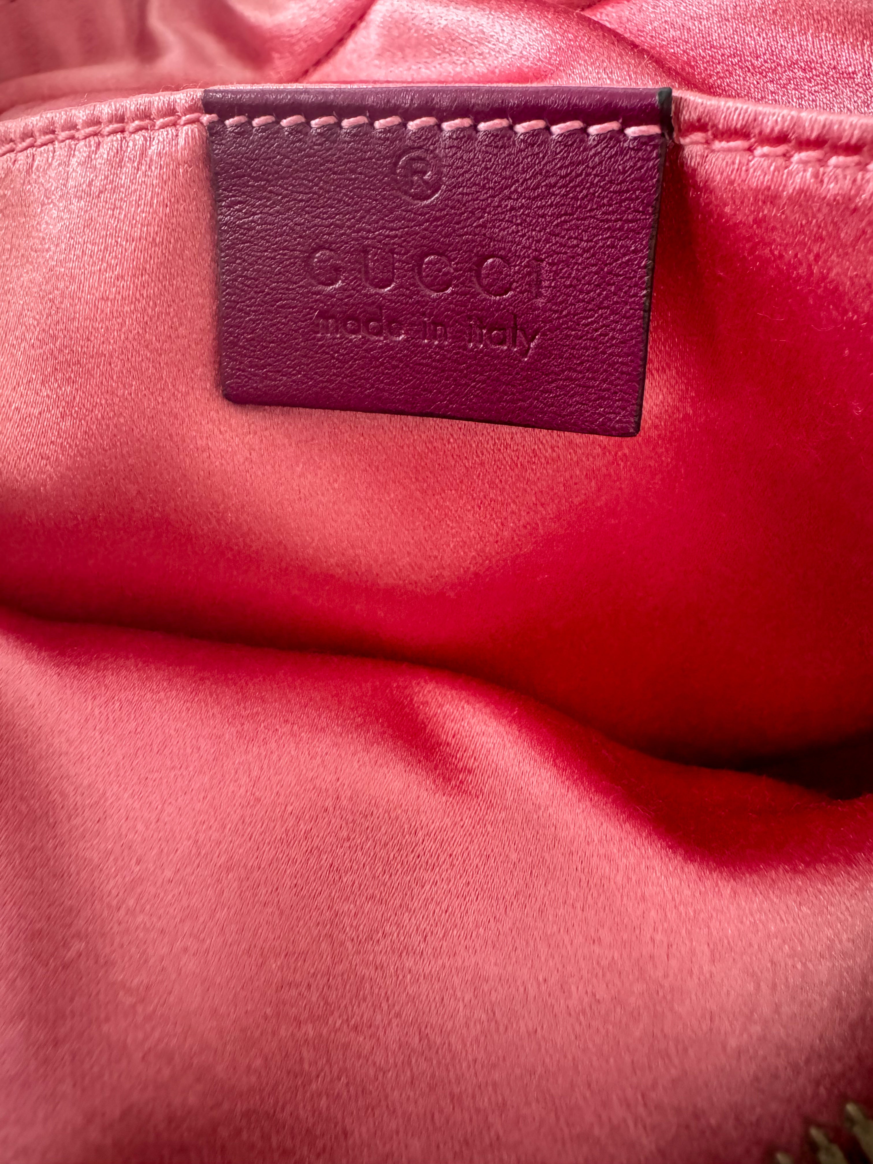 Gucci Fuchsia Velvet Marmont Shoulder Bag