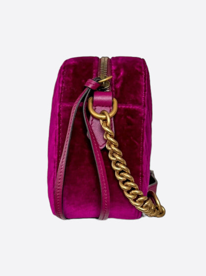 Gucci Fuchsia Velvet Marmont Shoulder Bag