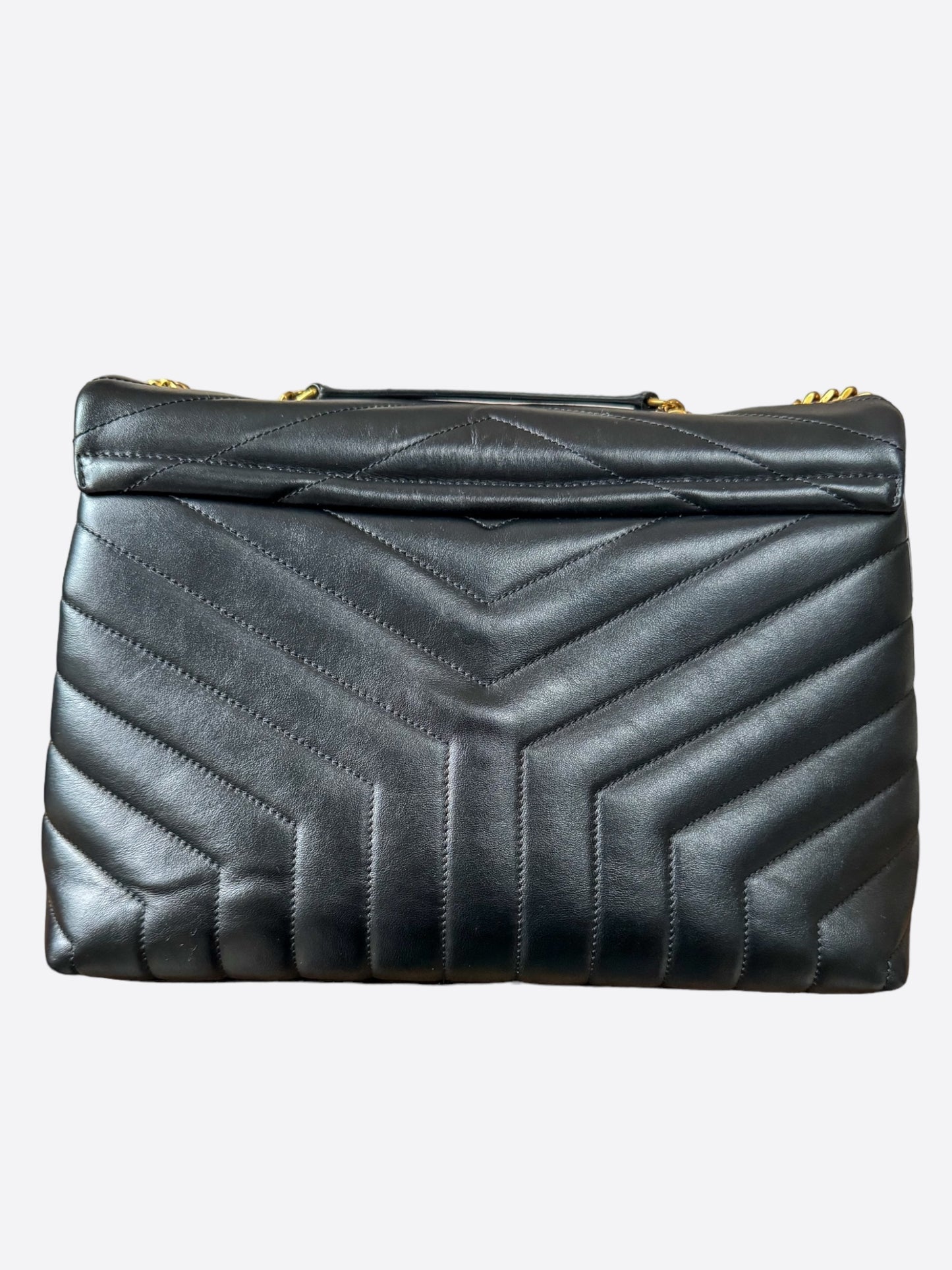 Saint Laurent Black & Gold Quilted Small Loulou Shoulder Bag