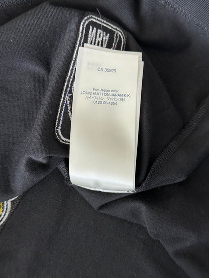 Louis Vuitton NBA Black Embroidered Patches T-Shirt