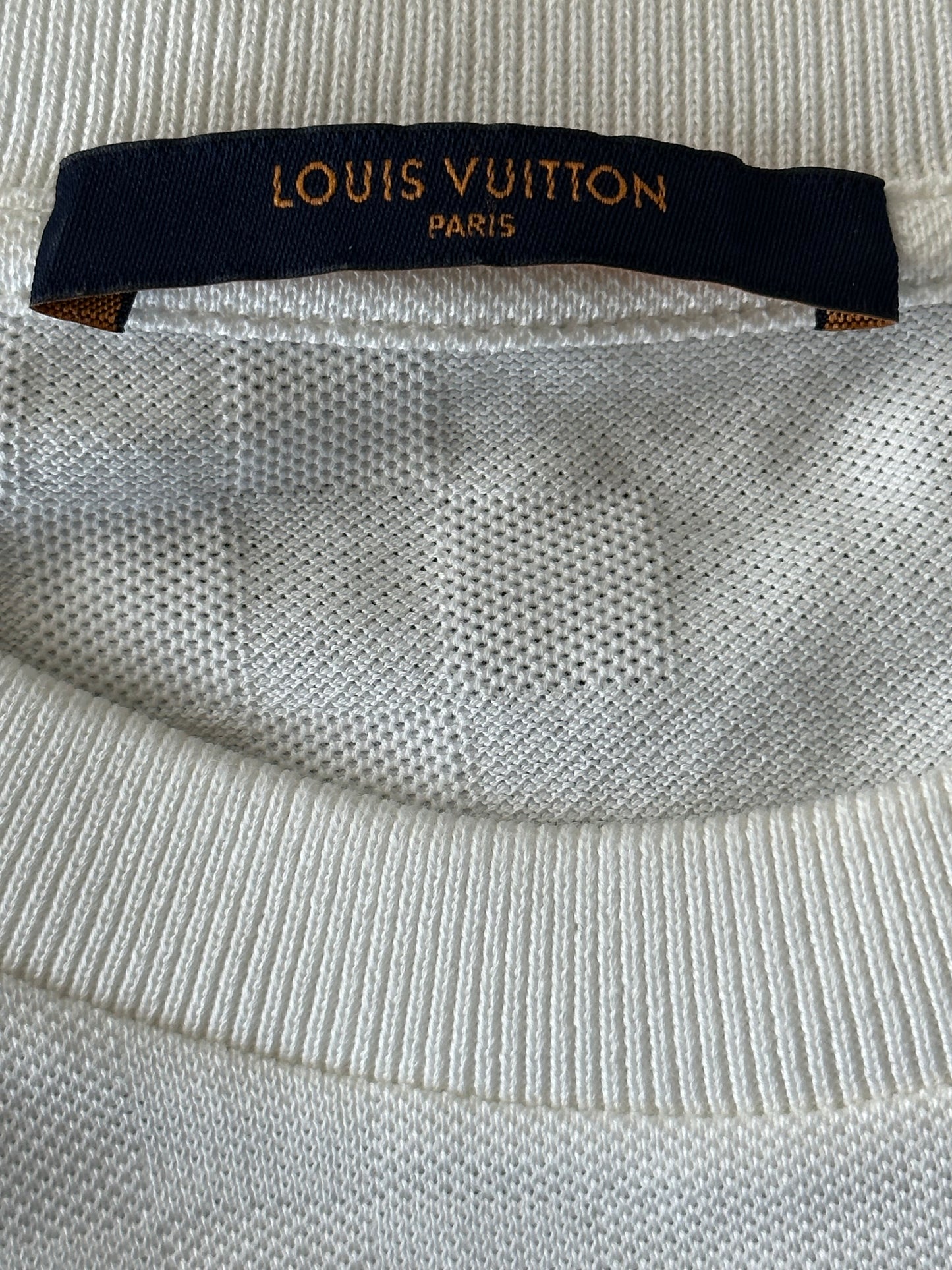 Louis Vuitton White Half Damier Pocket T-Shirt