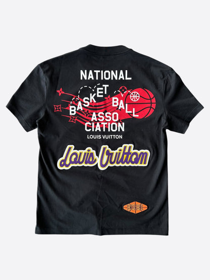Louis Vuitton NBA Black Embroidered Patches T-Shirt