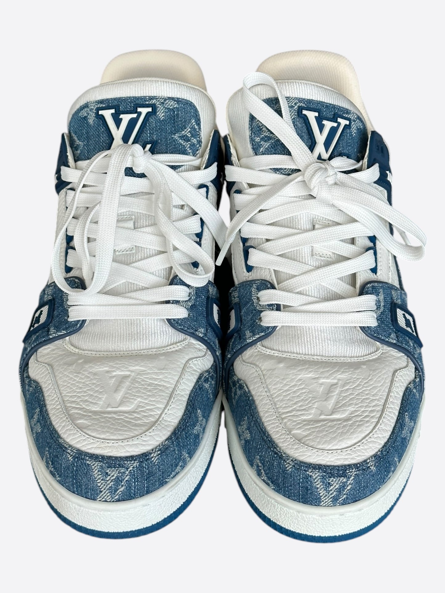 Louis Vuitton Blue & White Denim Monogram Trainers