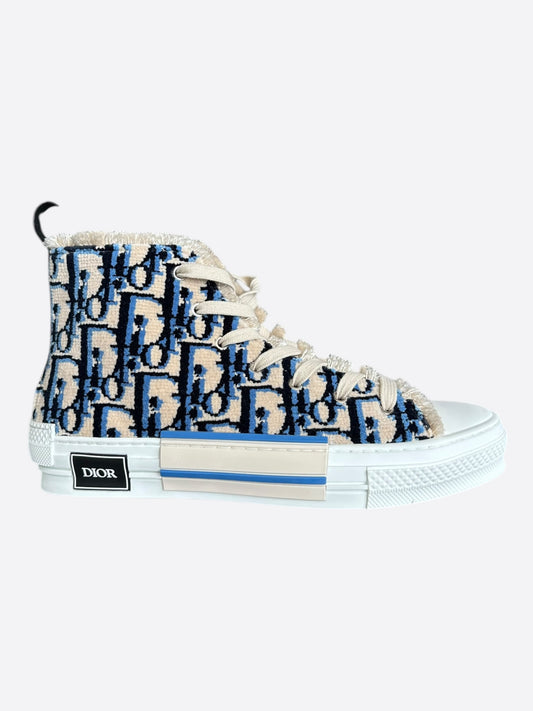 Dior Beige & Blue Oblique Tapestry B23 High Top Sneakers