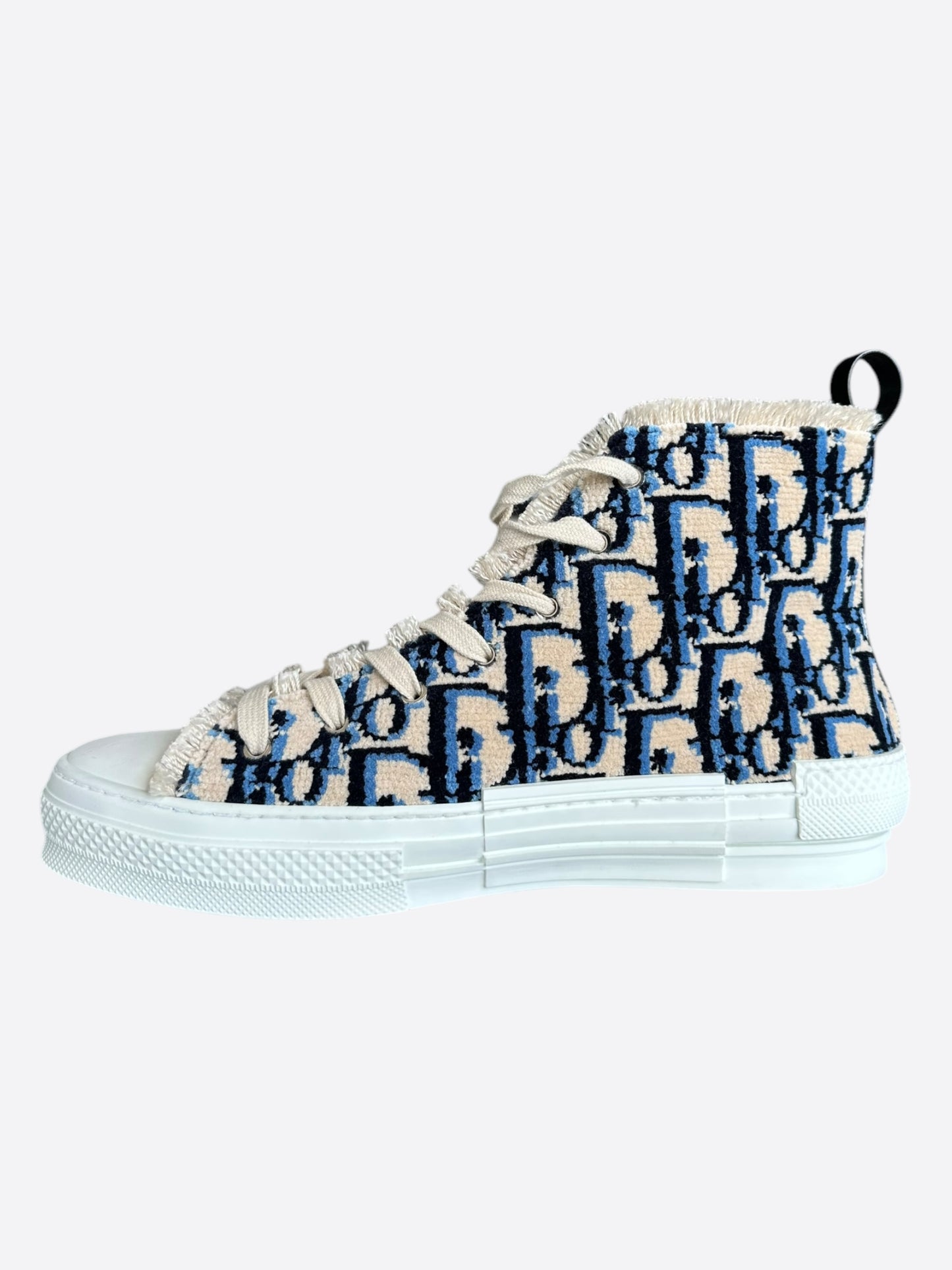 Dior Beige & Blue Oblique Tapestry B23 High Top Sneakers