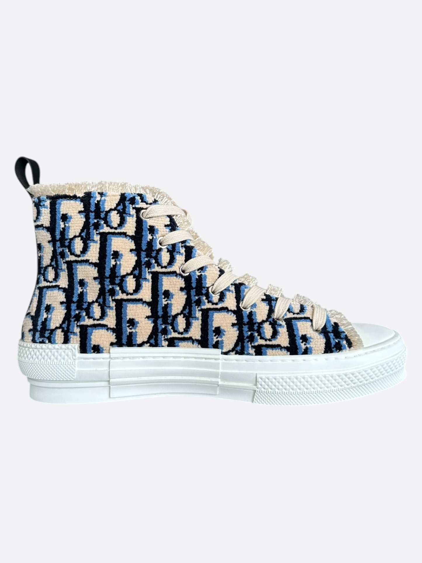 Dior Beige & Blue Oblique Tapestry B23 High Top Sneakers