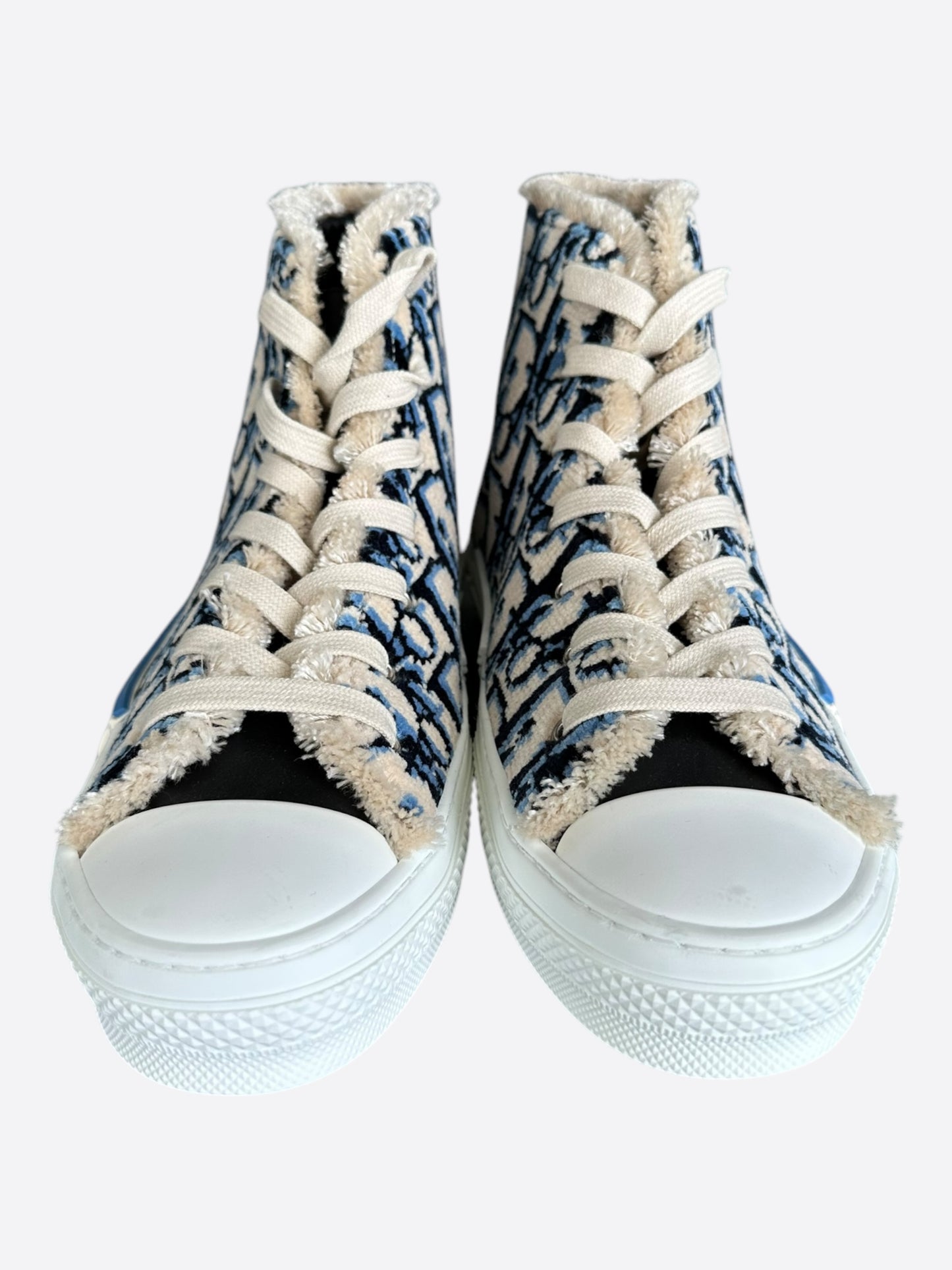 Dior Beige & Blue Oblique Tapestry B23 High Top Sneakers