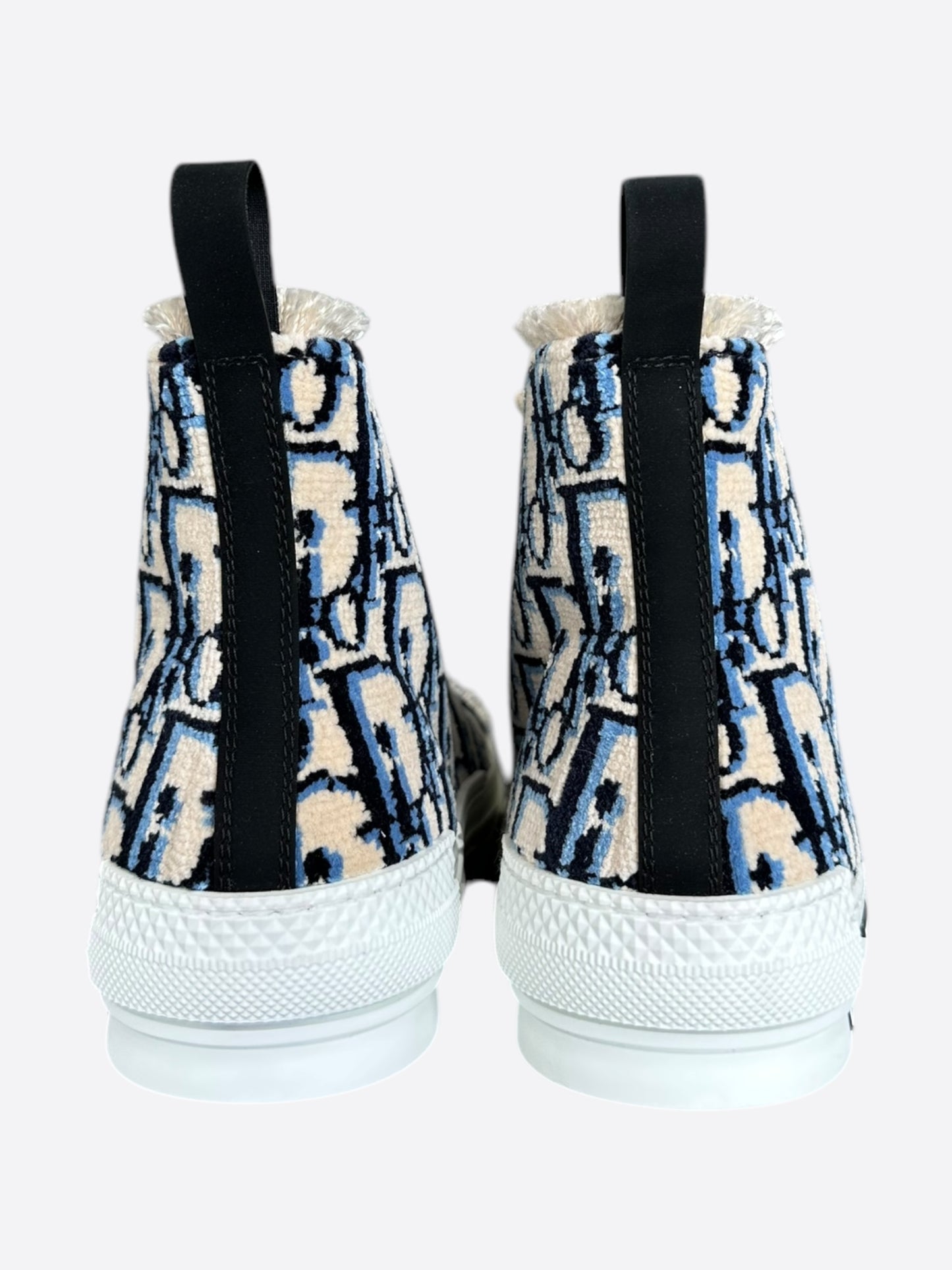 Dior Beige & Blue Oblique Tapestry B23 High Top Sneakers