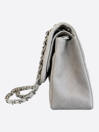 Chanel Grey Suede Caviar Quilted Jumbo Flap Bag