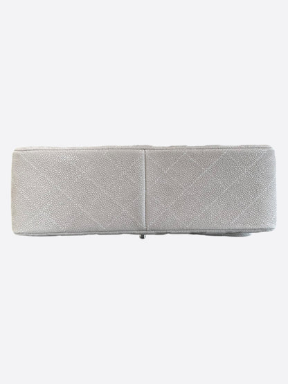 Chanel Grey Suede Caviar Quilted Jumbo Flap Bag