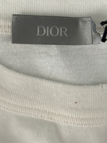 Dior ERL White & Gold Embroidered Logo T-Shirt