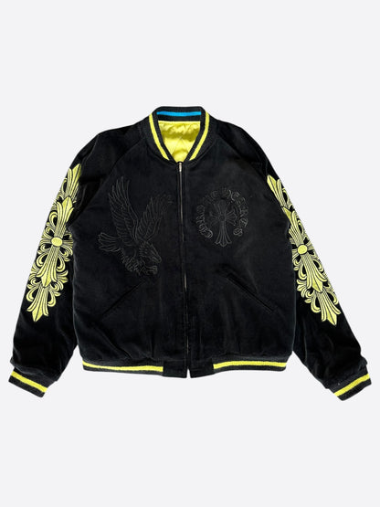 Chrome Hearts Matty Boy Black & Yellow Flaming Youth Reversible Bomber Jacket