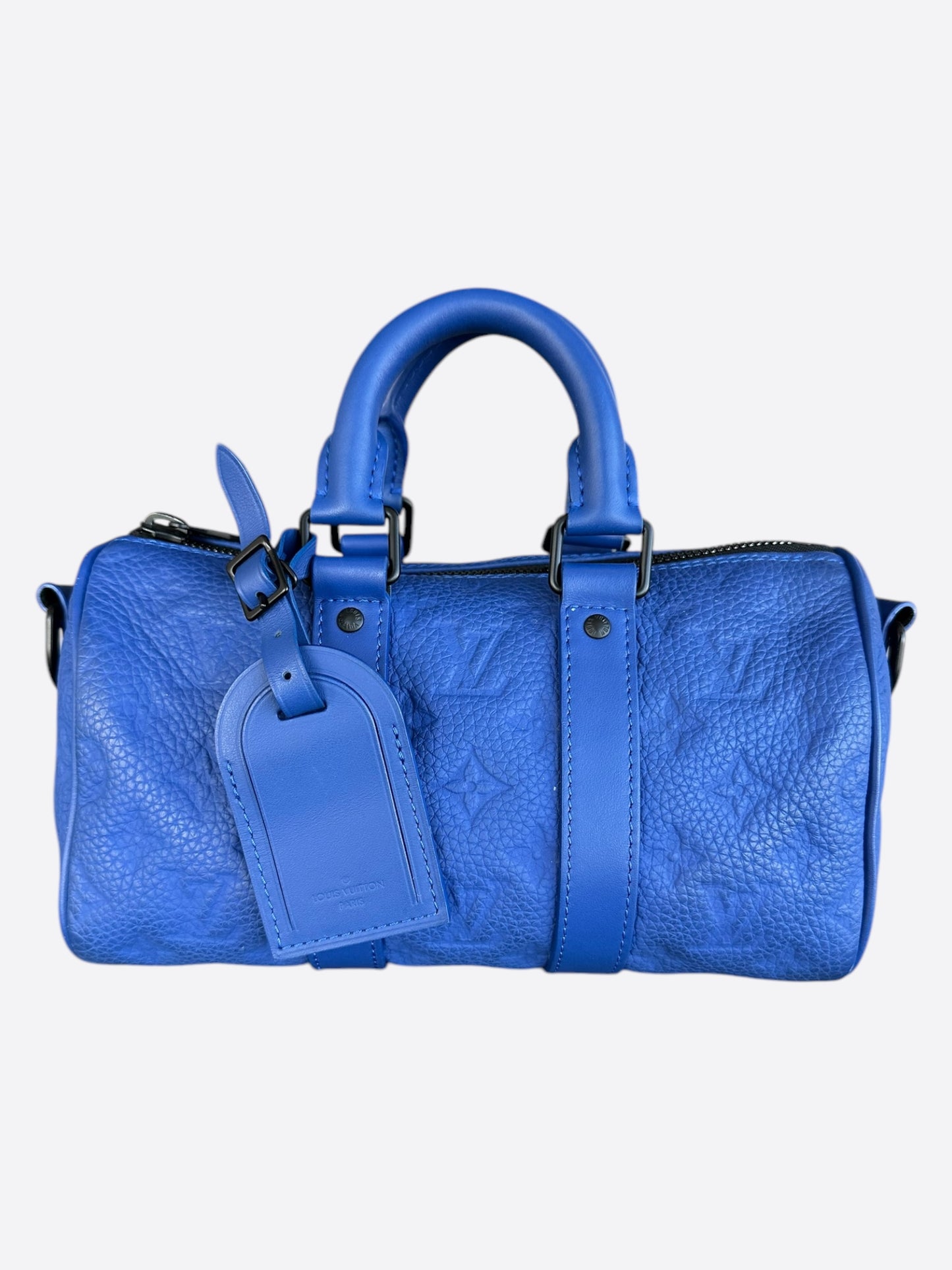 Louis Vuitton Blue Taurillon Monogram Keepall 25