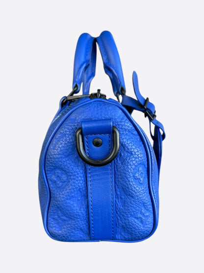 Louis Vuitton Blue Taurillon Monogram Keepall 25