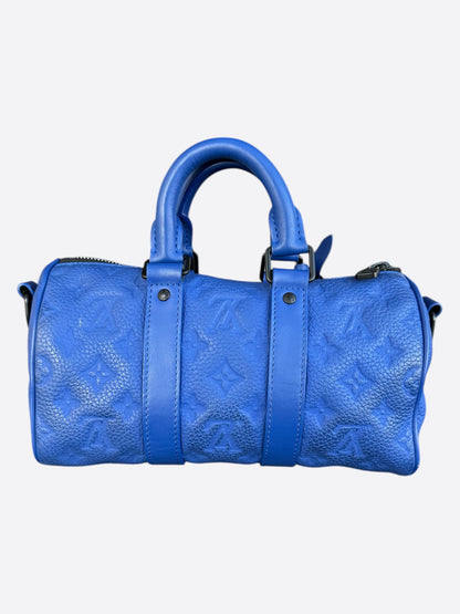 Louis Vuitton Blue Taurillon Monogram Keepall 25