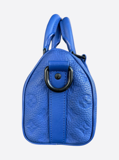 Louis Vuitton Blue Taurillon Monogram Keepall 25