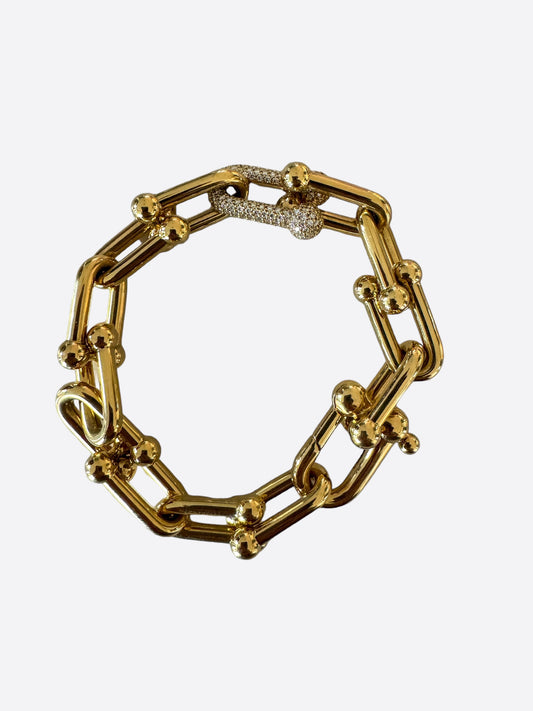 Tiffany & Co. Yellow Gold Large Link Diamond Bracelet