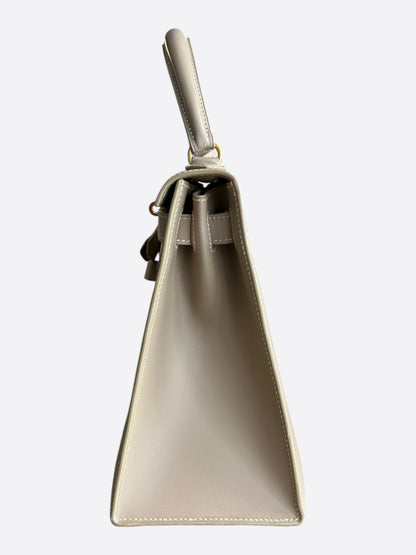 Hermes Beige Box Leather & Gold Hardware Kelly 28
