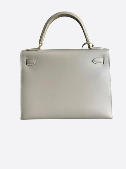 Hermes Beige Box Leather & Gold Hardware Kelly 28