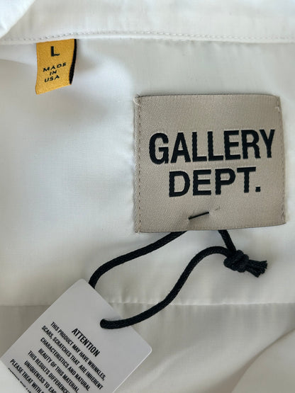 Gallery Dept Antique White Mechanic Embroidered Patch Short Sleeve Button Up Shirt