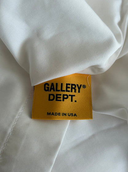 Gallery Dept Antique White Mechanic Embroidered Patch Short Sleeve Button Up Shirt