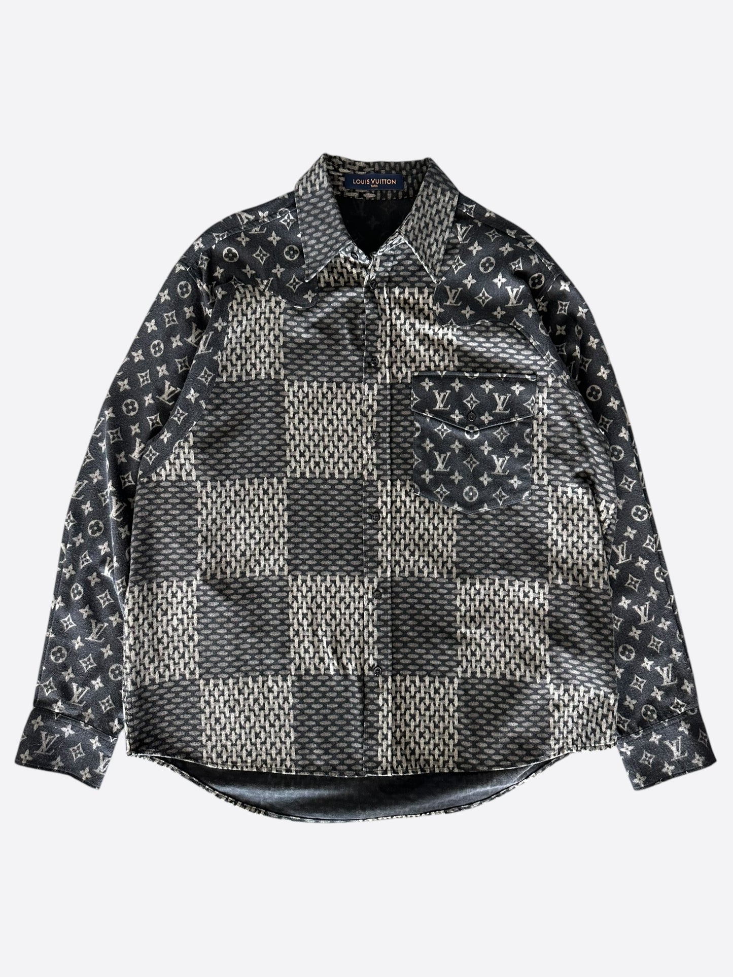 Louis Vuitton Nigo Grey Giant Damier Monogram Button Up Shirt