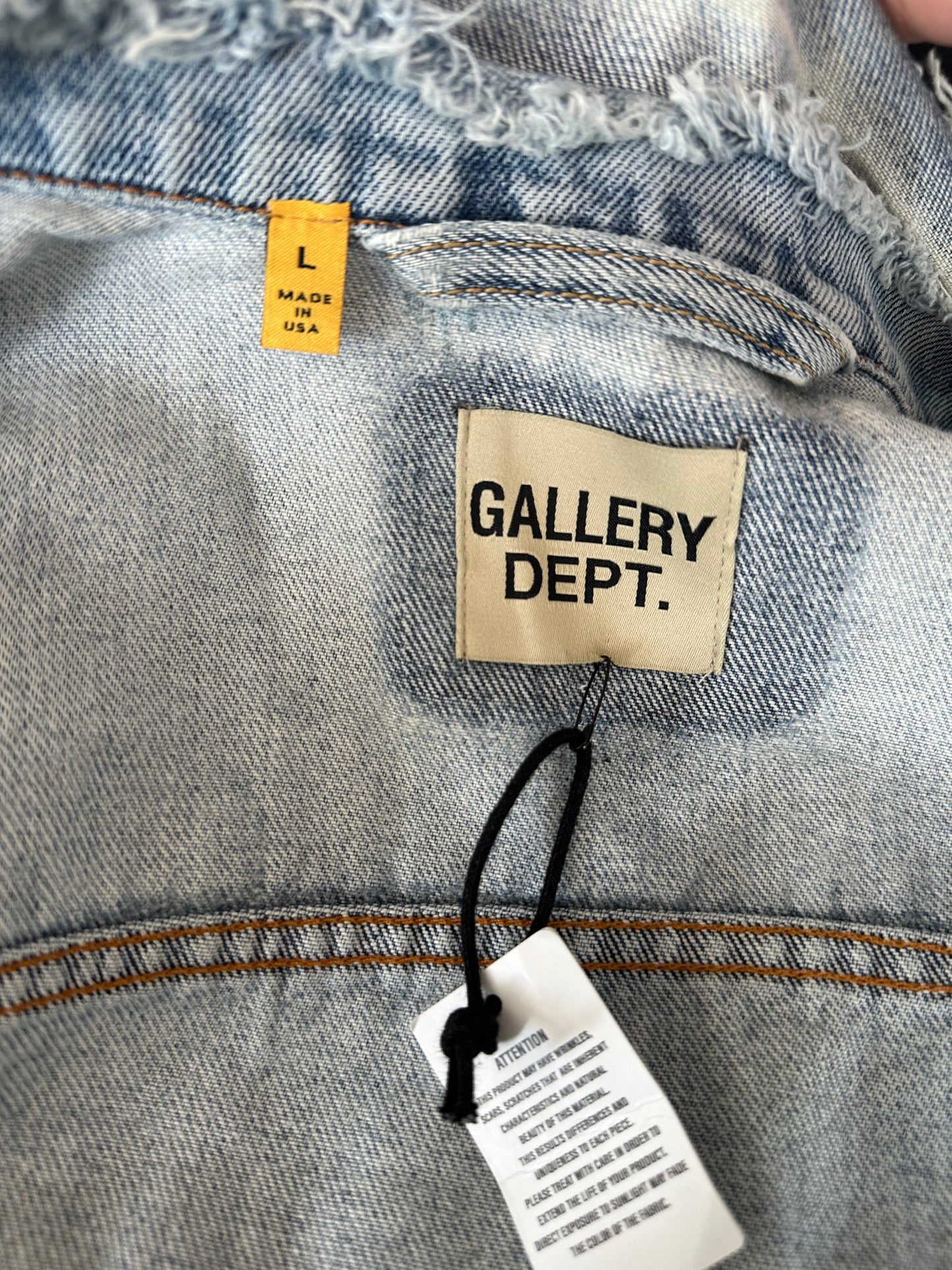 Gallery Dept Blue & Black Embroidered Logo Distressed Denim Jacket