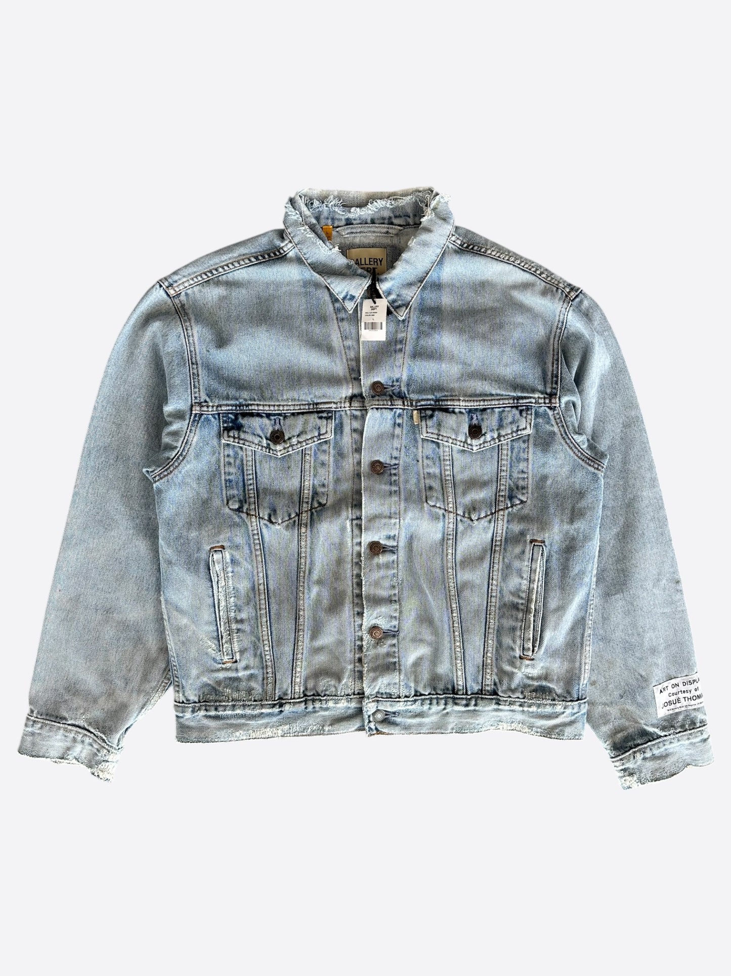 Gallery Dept Blue & Black Embroidered Logo Distressed Denim Jacket