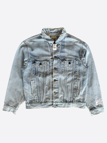 Gallery Dept Blue & Black Embroidered Logo Distressed Denim Jacket