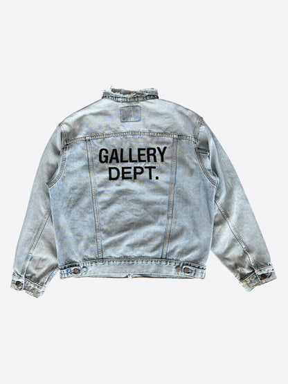 Gallery Dept Blue & Black Embroidered Logo Distressed Denim Jacket