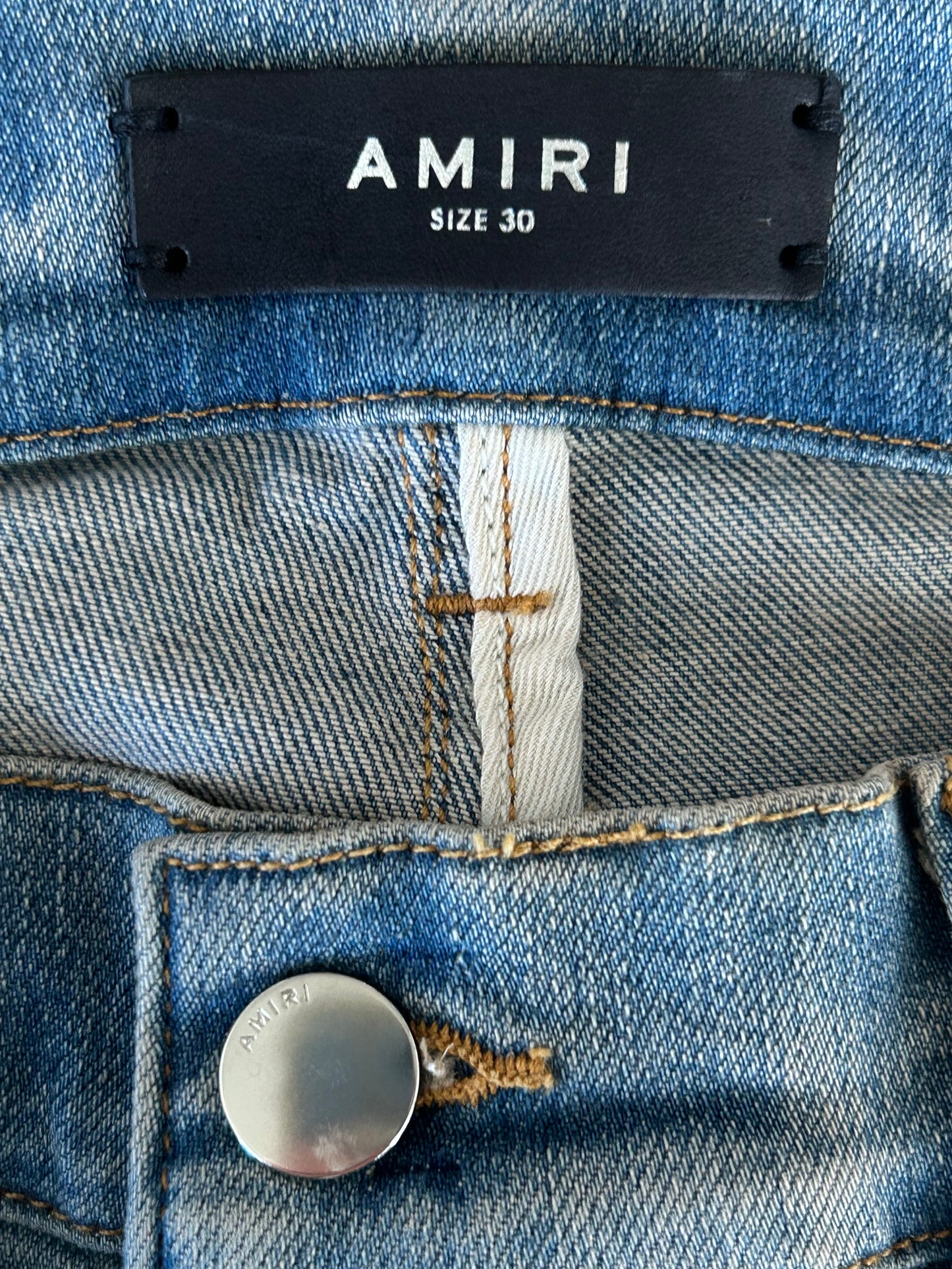 Amiri Clay Indigo & Plaid MX2 Biker Jeans