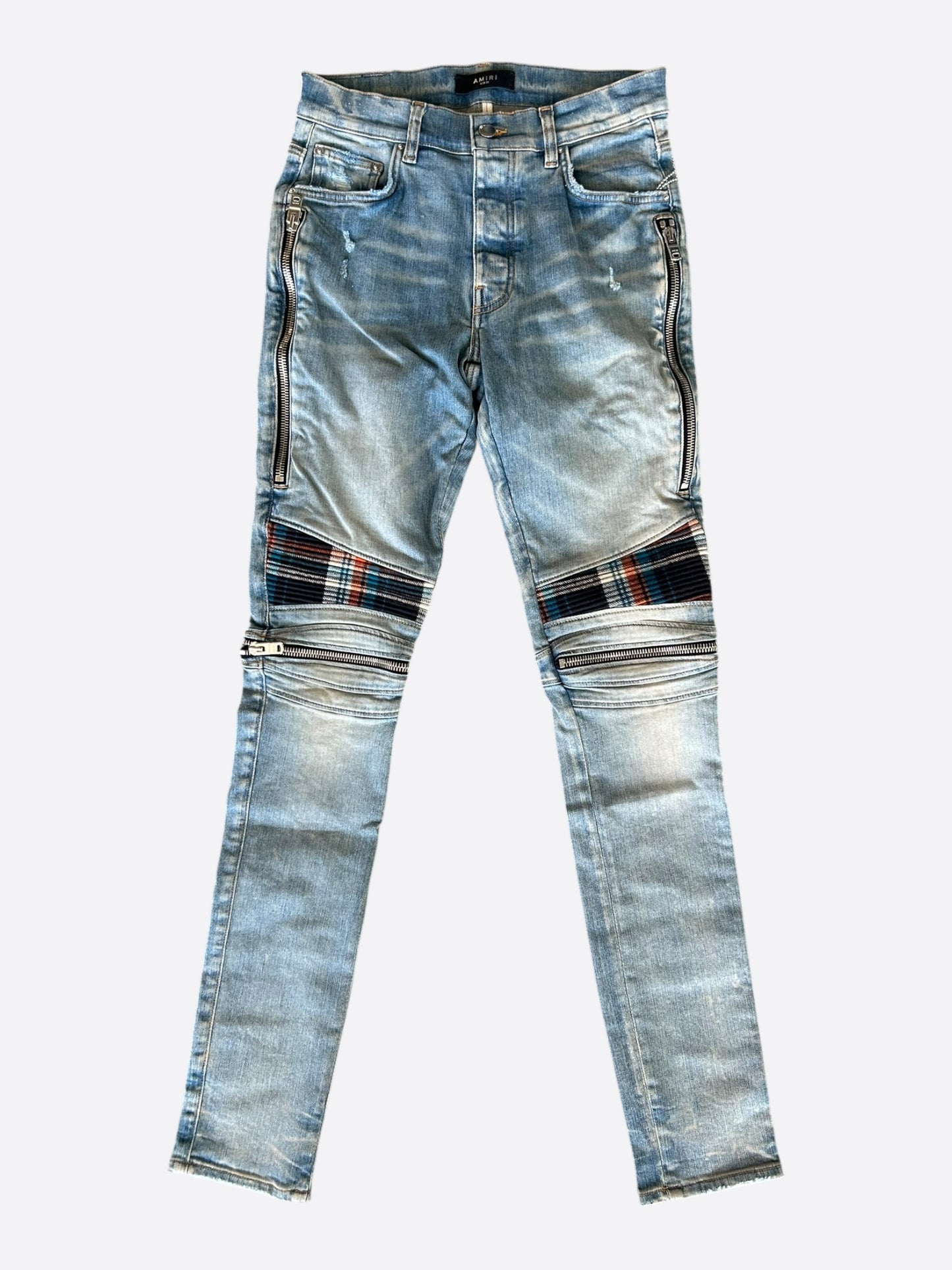 Amiri Clay Indigo & Plaid MX2 Biker Jeans
