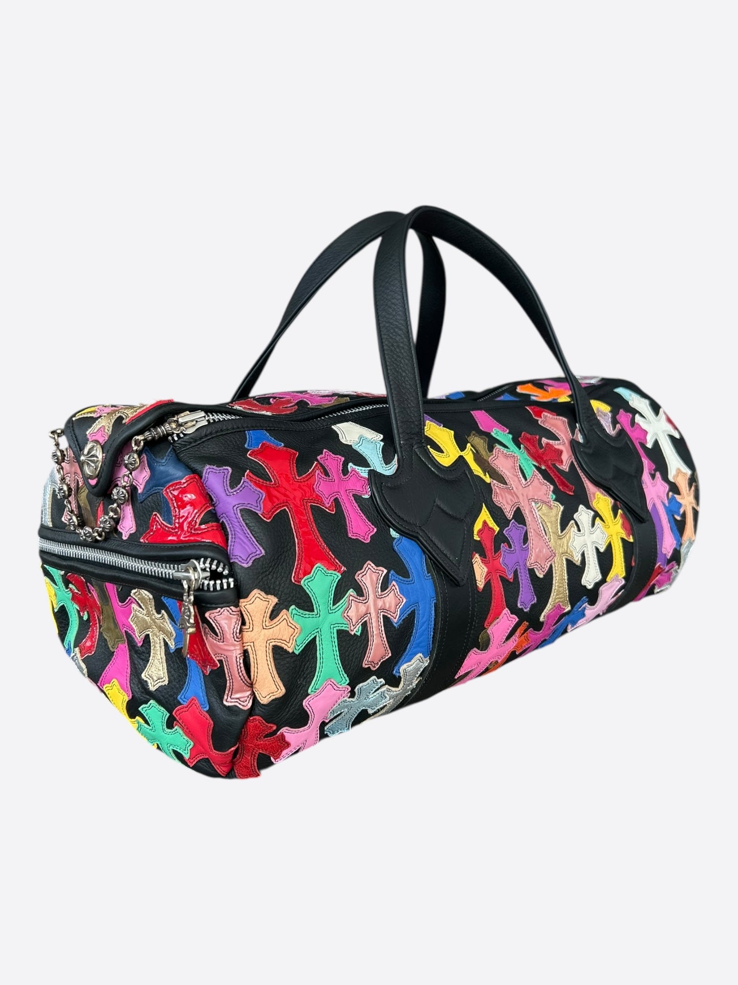 Chrome Hearts Black & Multicolor Leather Cross Patch Duffel Bag