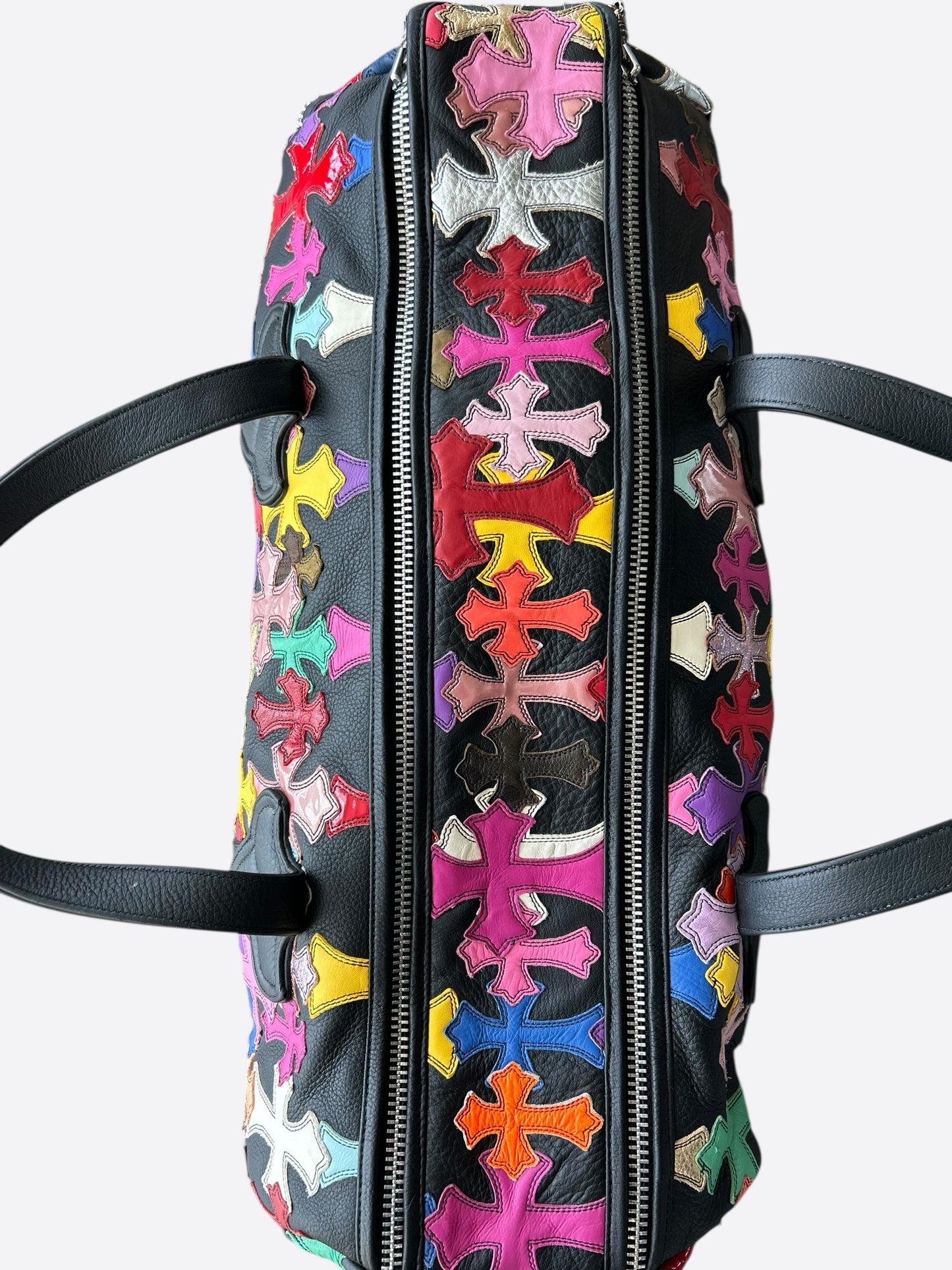 Chrome Hearts Black & Multicolor Leather Cross Patch Duffel Bag
