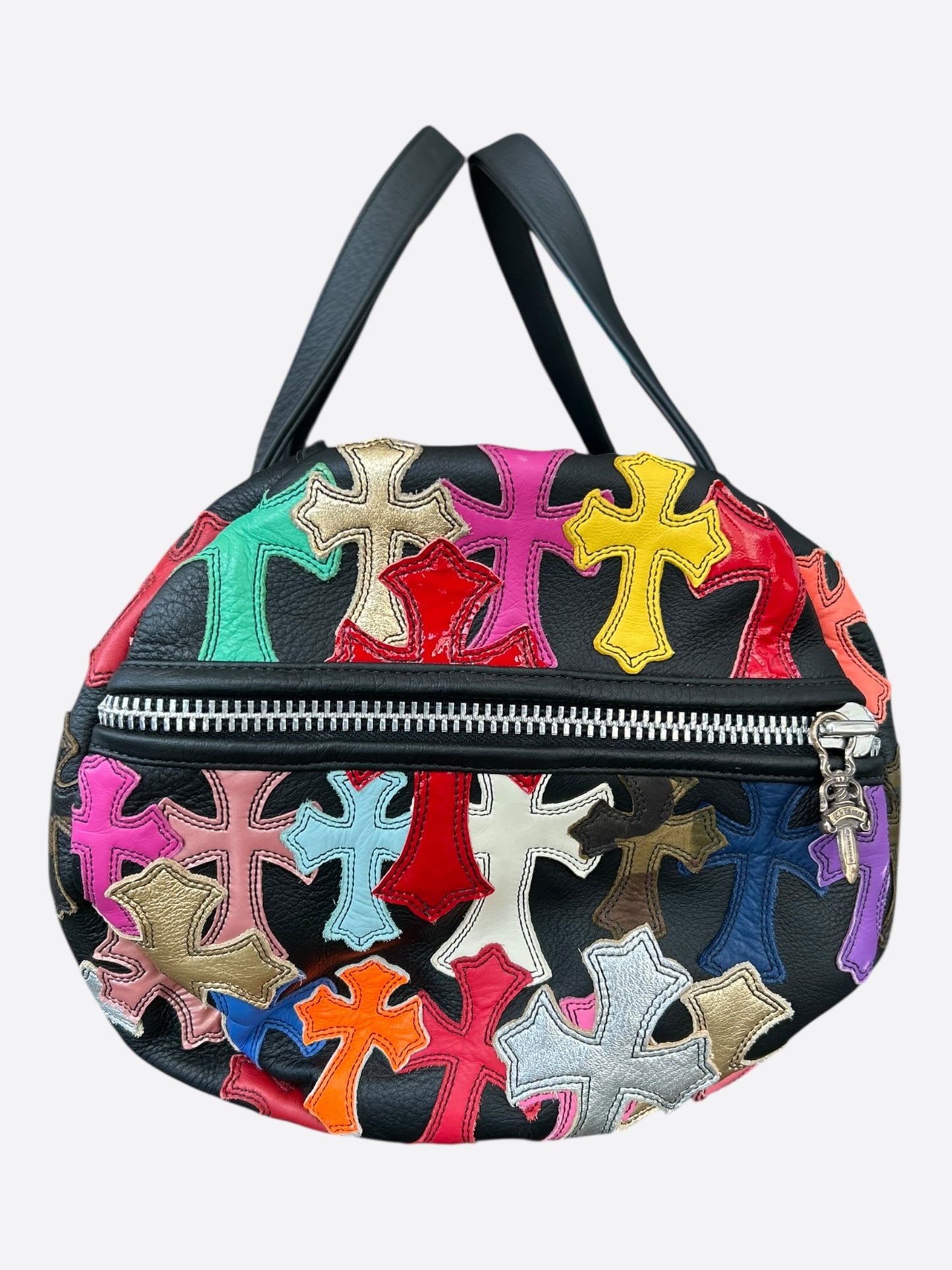 Chrome Hearts Black & Multicolor Leather Cross Patch Duffel Bag
